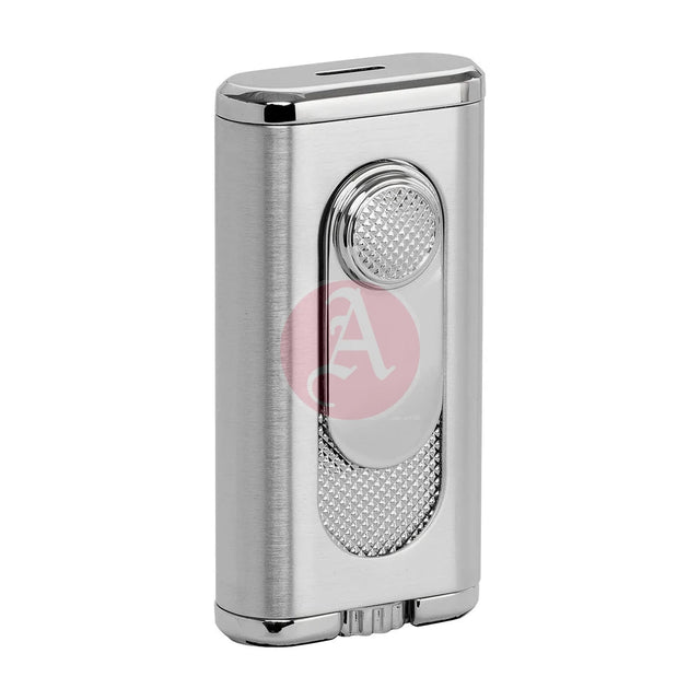 Verano Flat Flame Lighter, Wind Resistant, Silver