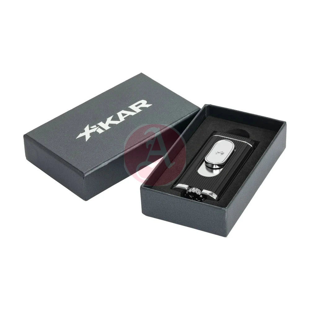 Xikar Hedron Lighter, Xkhd-1000 Hybrid Jet/Soft Flame Black & Chrome