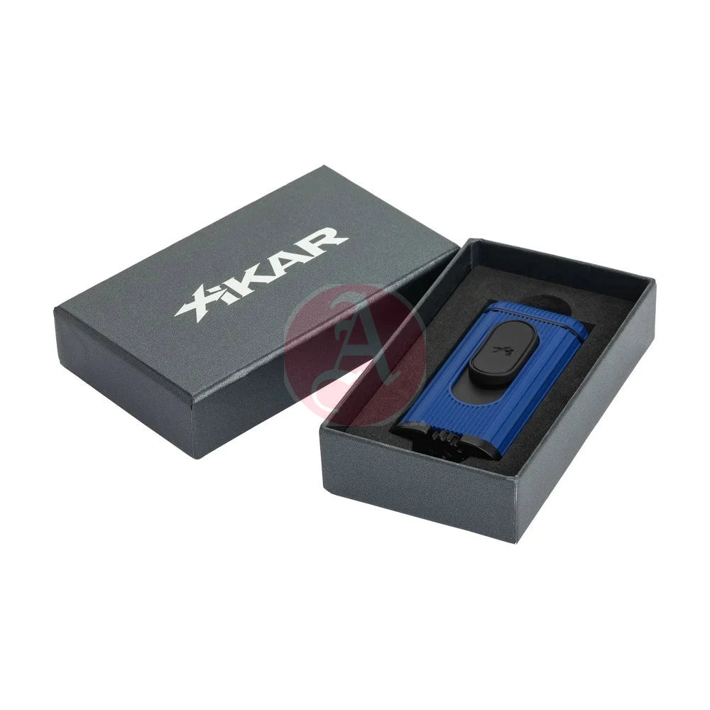 Xikar Hedron Lighter, Xkhd-1002 Hybrid Jet/Soft Flame Blue & Black